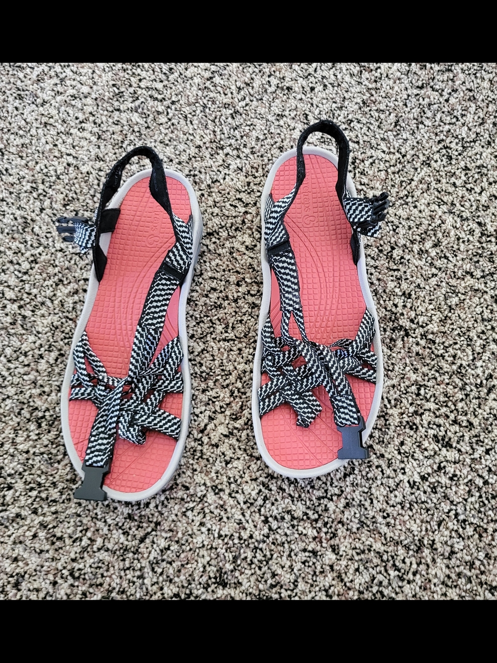 BareTraps Coral Footbed Sandals with Black-and-White Straps